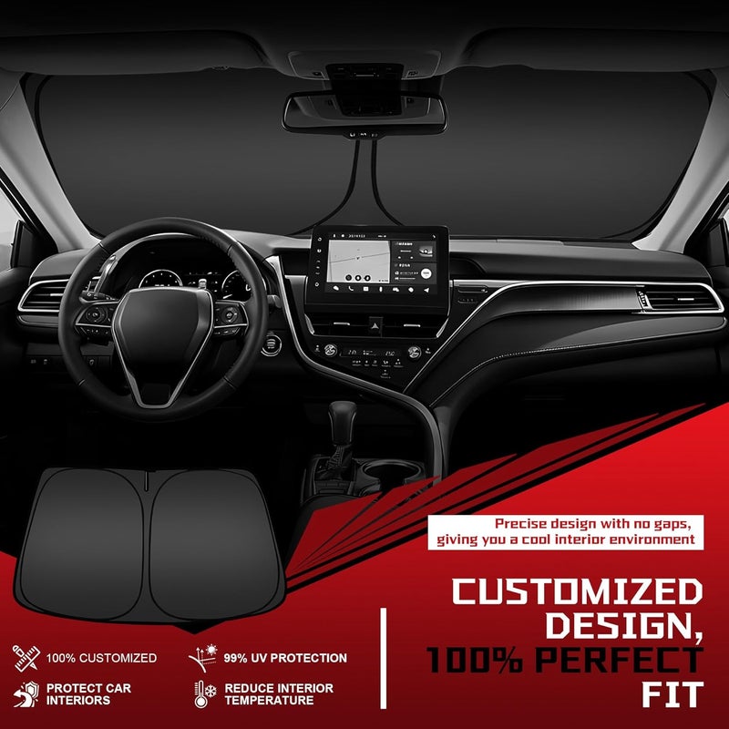 Fonowka Windshield Sun Shade for 2019-2025 Mazda CX30 CX-30 Foldable Sun Sunshade for Car Front Window Blocks UV Rays and Heat Automotive Interior Protector Custom Fit Accessories - Image 2